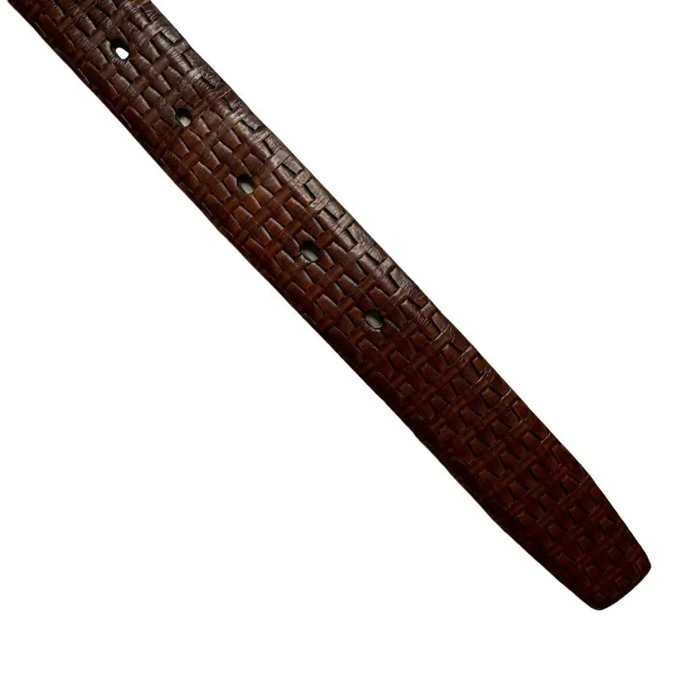 Greg Norman Men's Embossed Brown Calfskin Belt Size 38